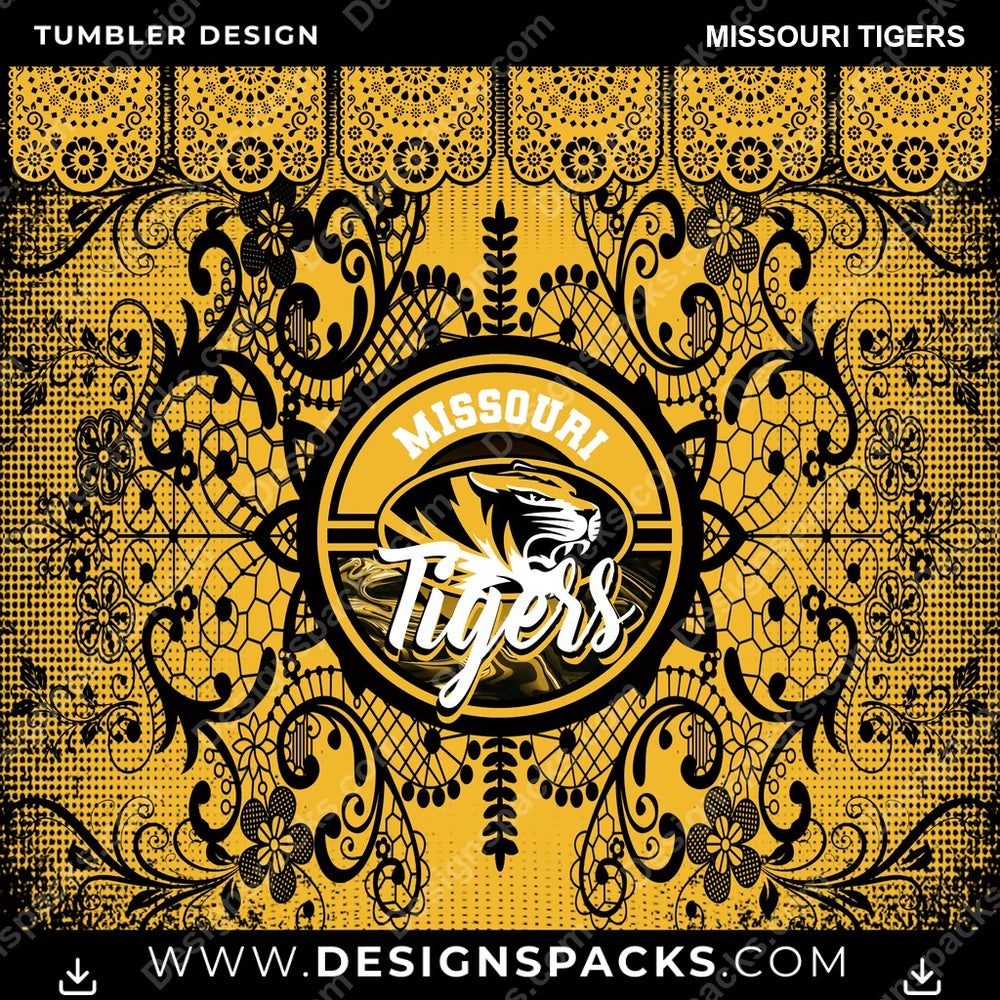 College Sport Lace & Logo Missouri Tigers NCAA College Sport Tumbler Digital Wrap Design Download