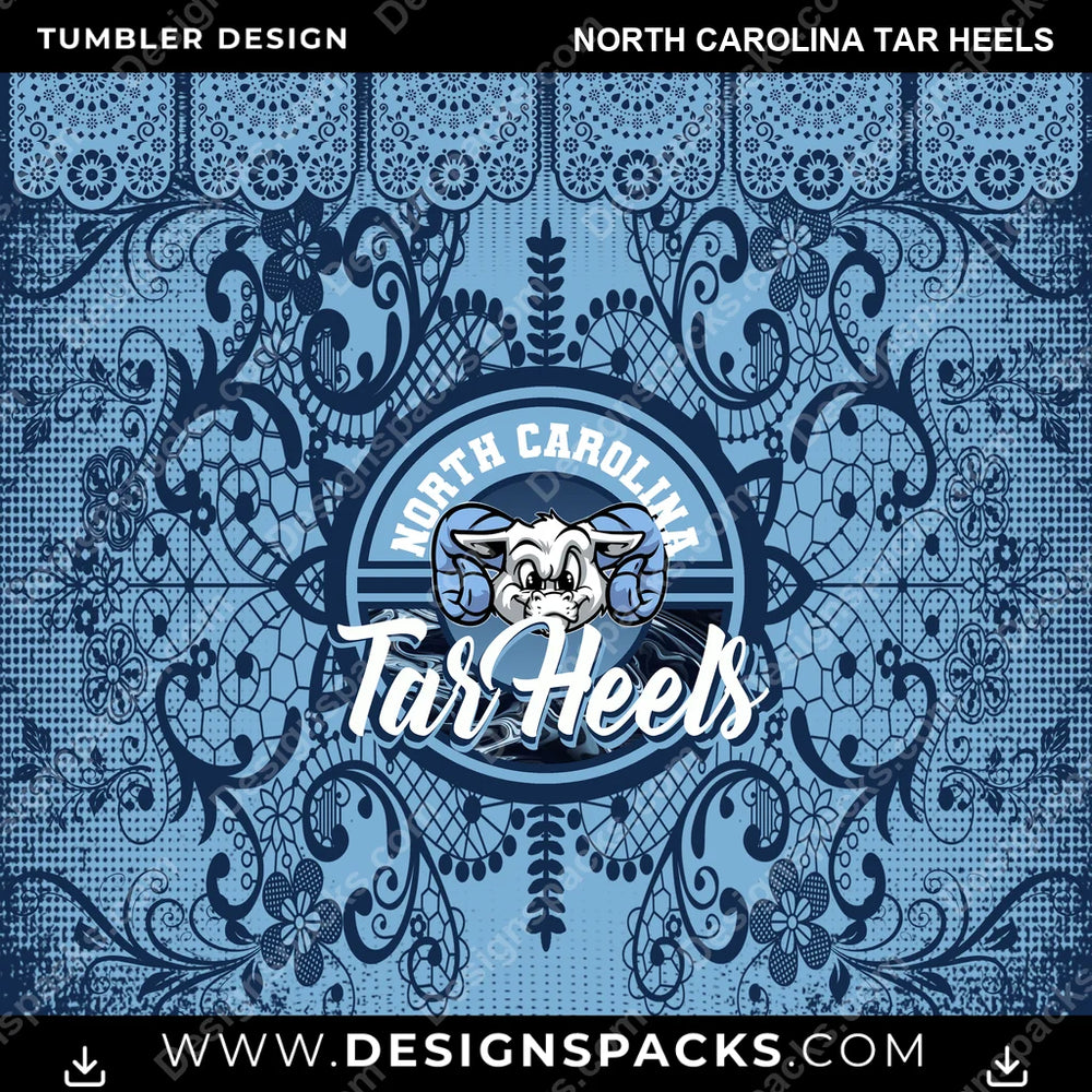 College Sport Lace & Logo North Carolina Tar Heels NCAA College Sport Tumbler Digital Wrap Design Download