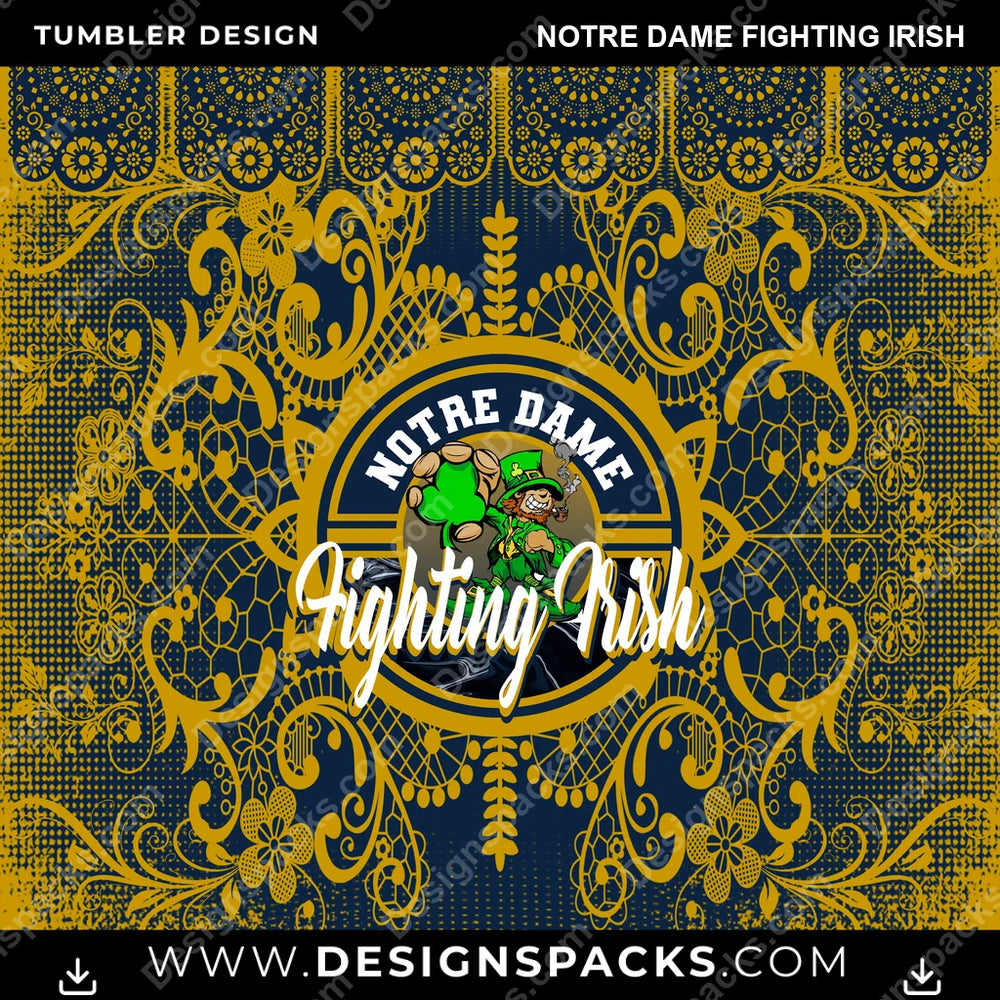 College Sport Lace & Logo Notre Dame Fighting Irish NCAA College Sport Tumbler Digital Wrap Design Download