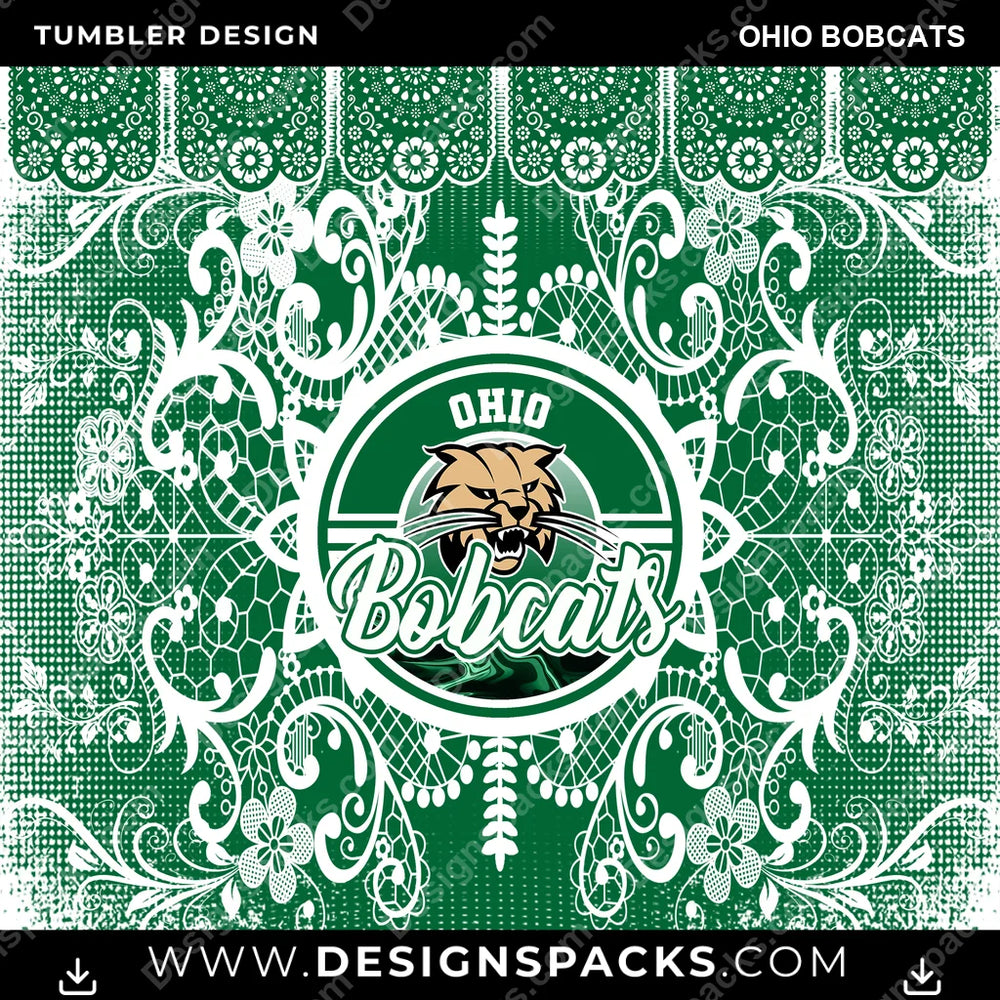 College Sport Lace & Logo Ohio Bobcats NCAA College Sport Tumbler Digital Wrap Design Download