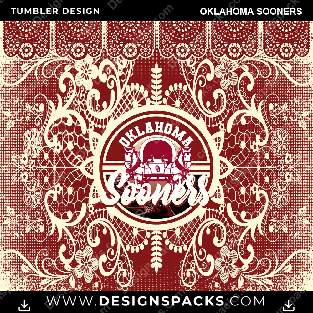 College Sport Lace & Logo Oklahoma Sooners NCAA College Sport Tumbler Digital Wrap Design Download
