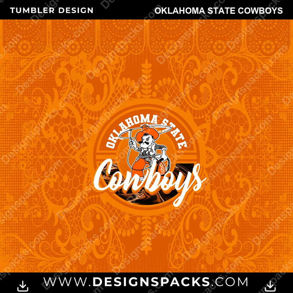 College Sport Lace & Logo Oklahoma State Cowboys NCAA College Sport Tumbler Digital Wrap Design Download