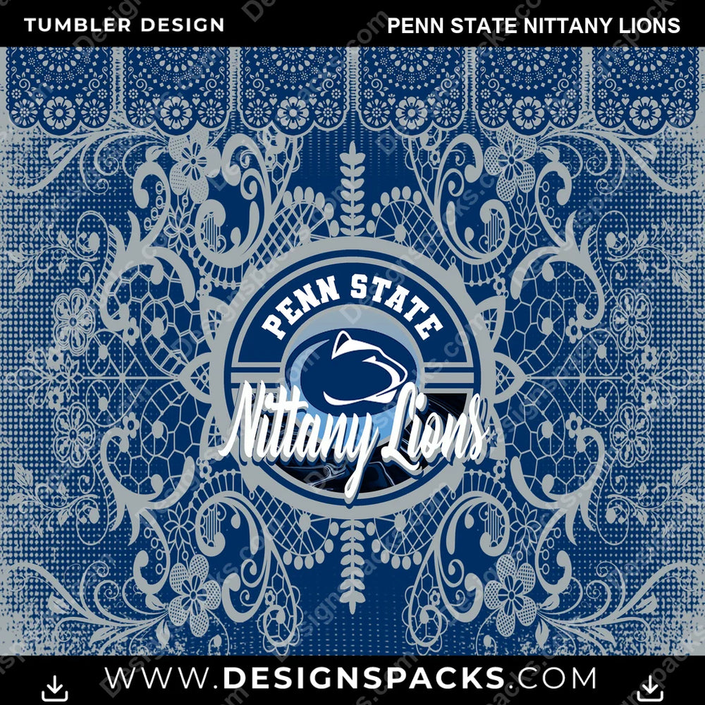 College Sport Lace & Logo Penn State Nittany Lions NCAA College Sport Tumbler Digital Wrap Design Download
