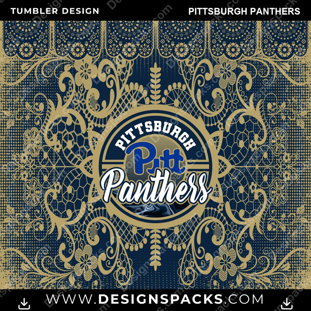 College Sport Lace & Logo Pittsburgh Panthers NCAA College Sport Tumbler Digital Wrap Design Download