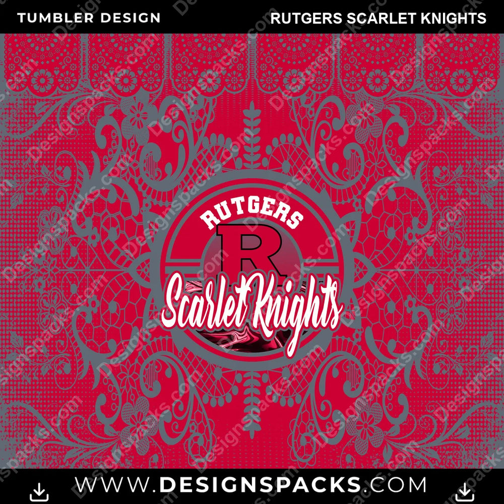 College Sport Lace & Logo Rutgers Scarlet Knights NCAA College Sport Tumbler Digital Wrap Design Download