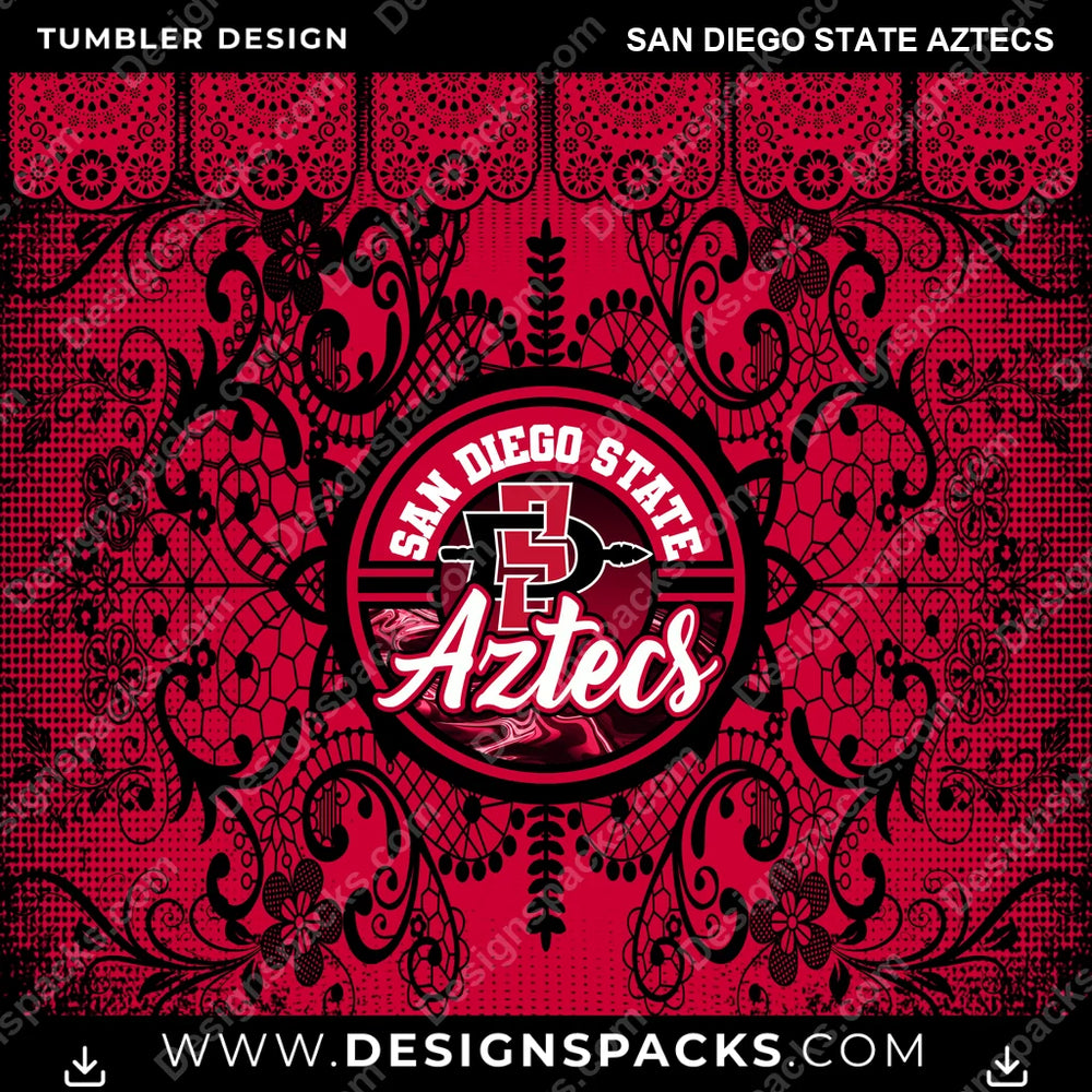 College Sport Lace & Logo San Diego State Aztecs NCAA College Sport Tumbler Digital Wrap Design Download