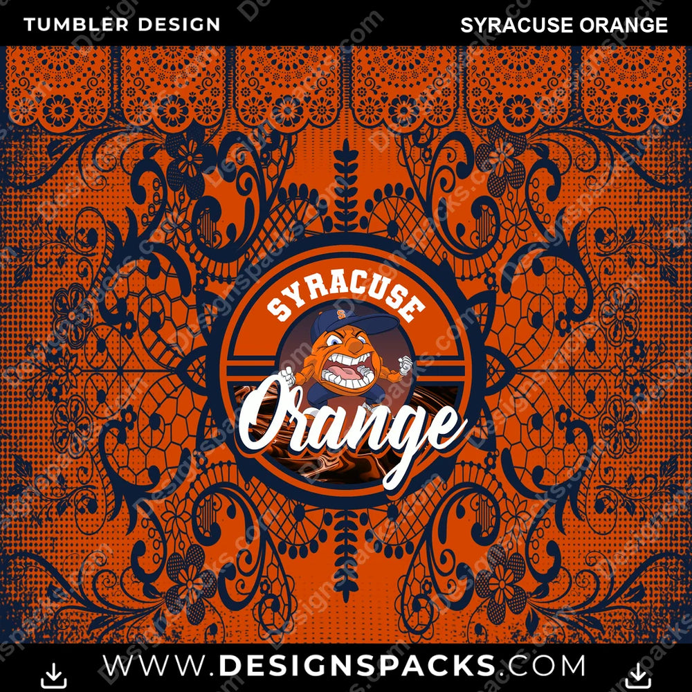 College Sport Lace & Logo Syracuse Orange NCAA College Sport Tumbler Digital Wrap Design Download