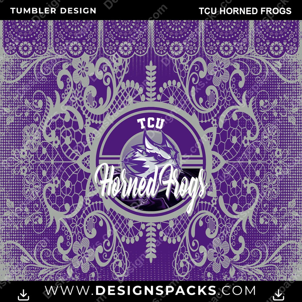 College Sport Lace & Logo TCU Horned Frogs NCAA College Sport Tumbler Digital Wrap Design Download
