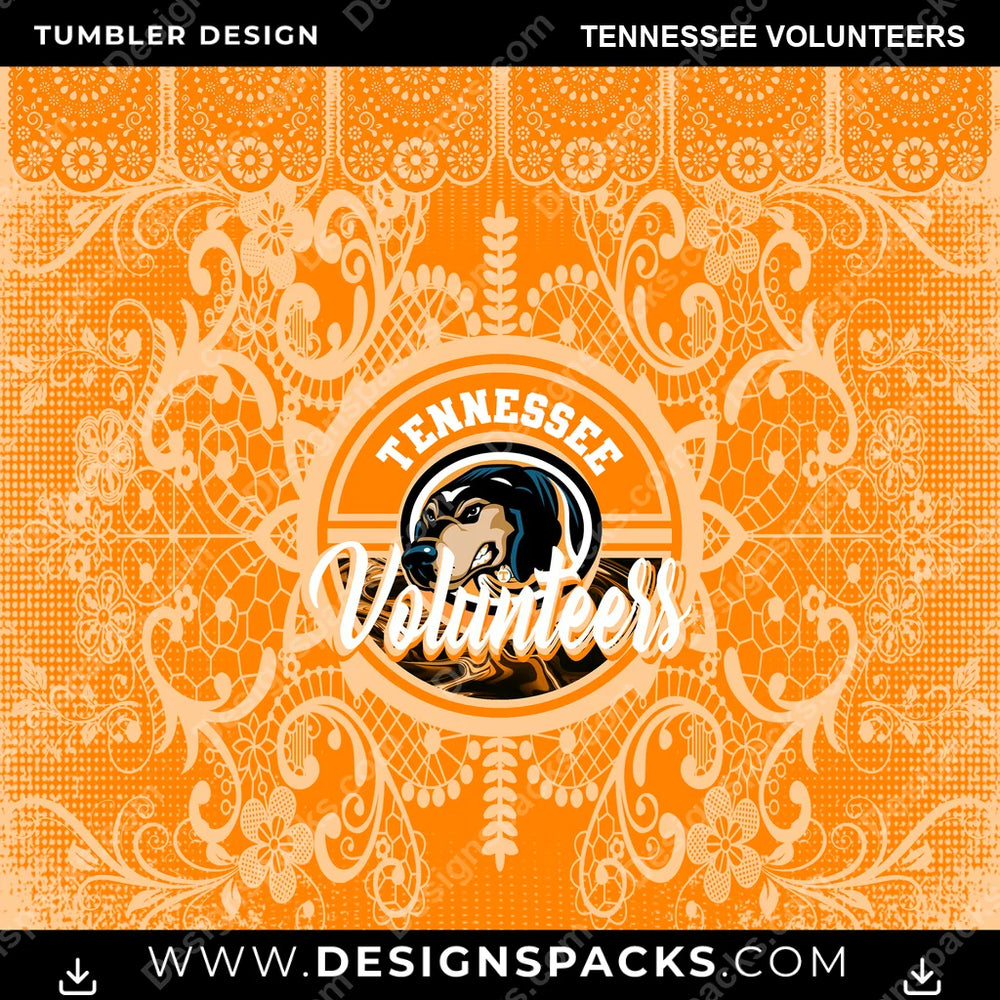College Sport Lace & Logo Tennessee Volunteers NCAA College Sport Tumbler Digital Wrap Design Download