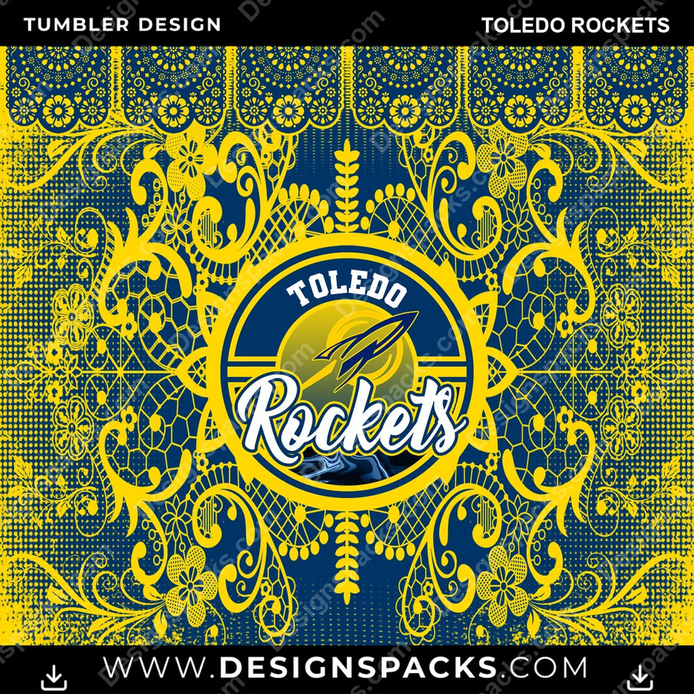 College Sport Lace & Logo Toledo Rockets NCAA College Sport Tumbler Digital Wrap Design Download
