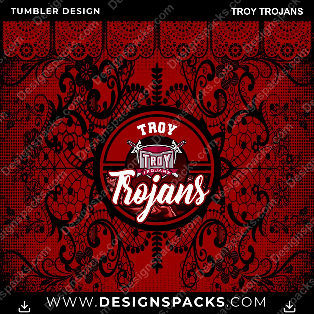 College Sport Lace & Logo Troy Trojans NCAA College Sport Tumbler Digital Wrap Design Download
