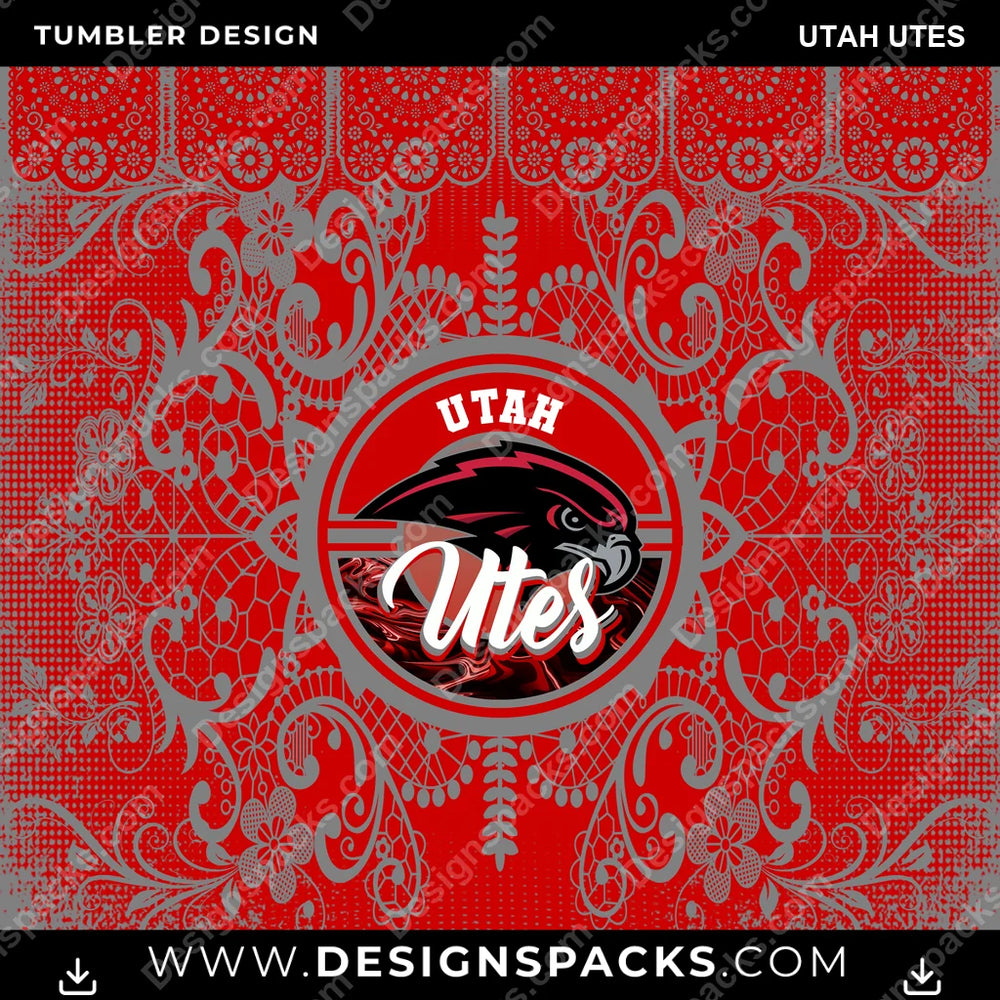 College Sport Lace & Logo Utah Utes NCAA College Sport Tumbler Digital Wrap Design Download