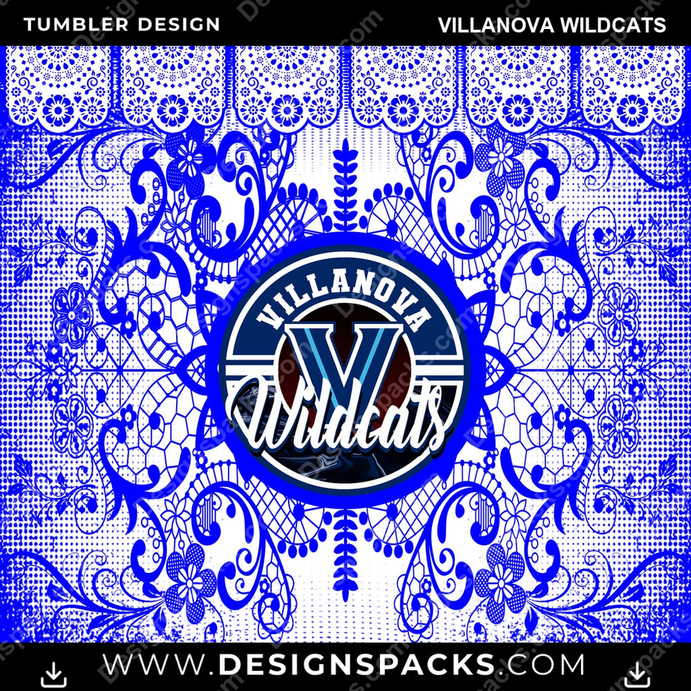 College Sport Lace & Logo Villanova Wildcats NCAA College Sport Tumbler Digital Wrap Design Download
