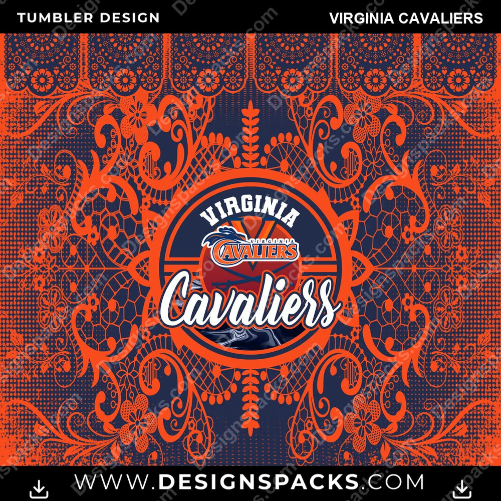 College Sport Lace & Logo Virginia Cavaliers NCAA College Sport Tumbler Digital Wrap Design Download