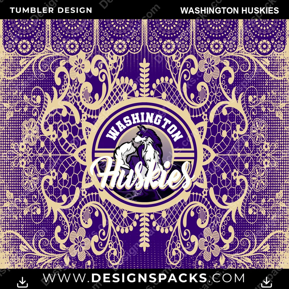 College Sport Lace & Logo Washington Huskies NCAA College Sport Tumbler Digital Wrap Design Download