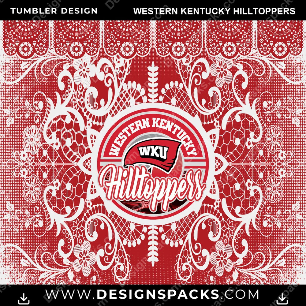 College Sport Lace & Logo Western Kentucky Hilltoppers NCAA College Sport Tumbler Digital Wrap Design Download