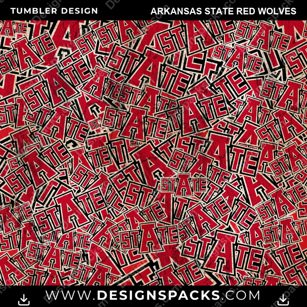College Sport Logo BG Arkansas State Red Wolves NCAA College Sport Tumbler Digital Wrap Design Download