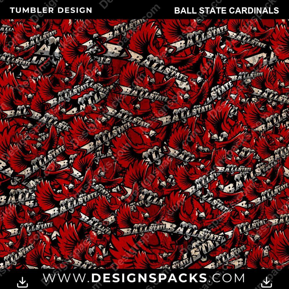 College Sport Logo BG Ball State Cardinals NCAA College Sport Tumbler Digital Wrap Design Download