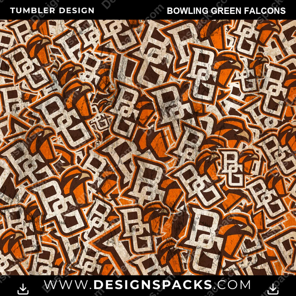 College Sport Logo BG Bowling Green Falcons NCAA College Sport Tumbler Digital Wrap Design Download