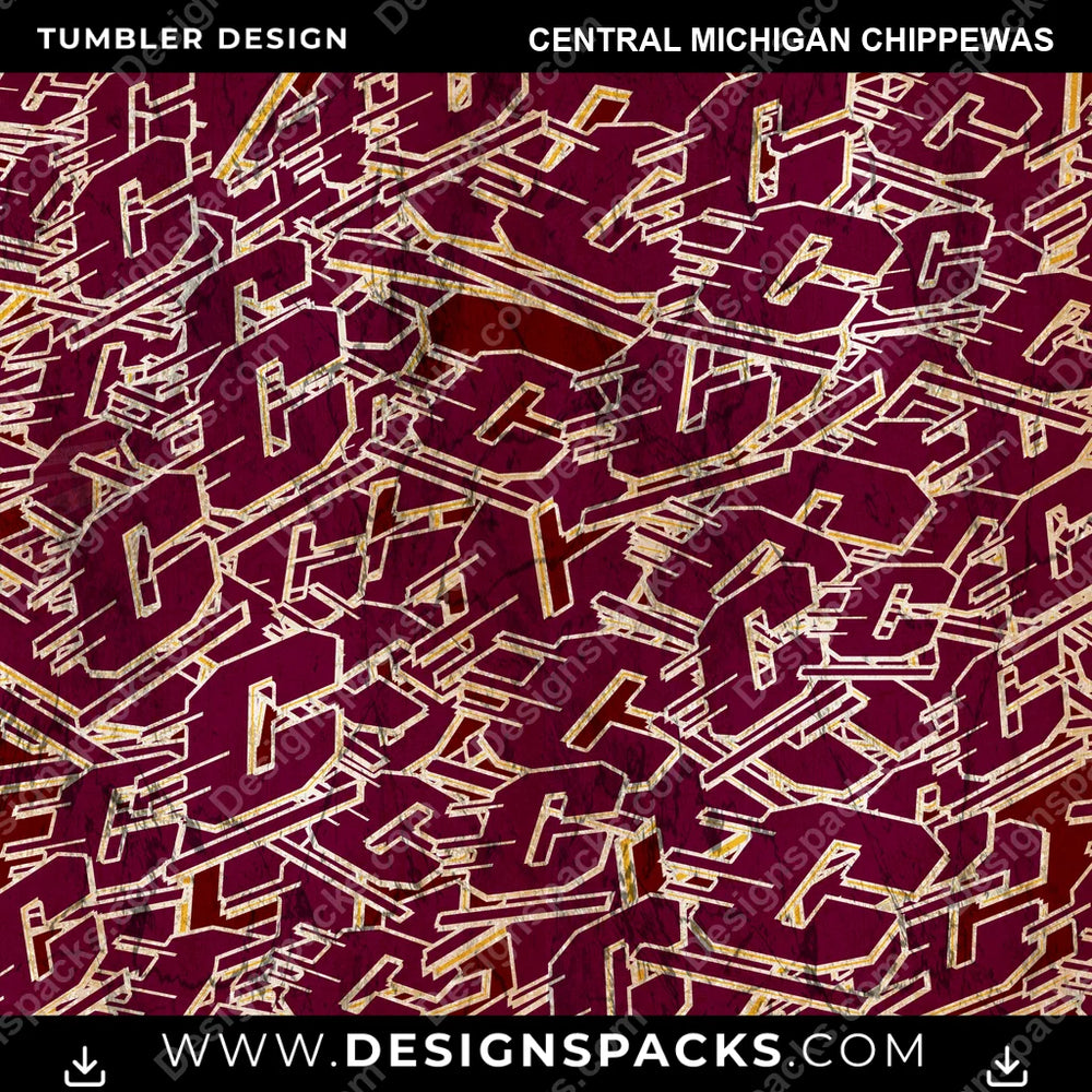 College Sport Logo BG Central Michigan Chippewas NCAA College Sport Tumbler Digital Wrap Design Download