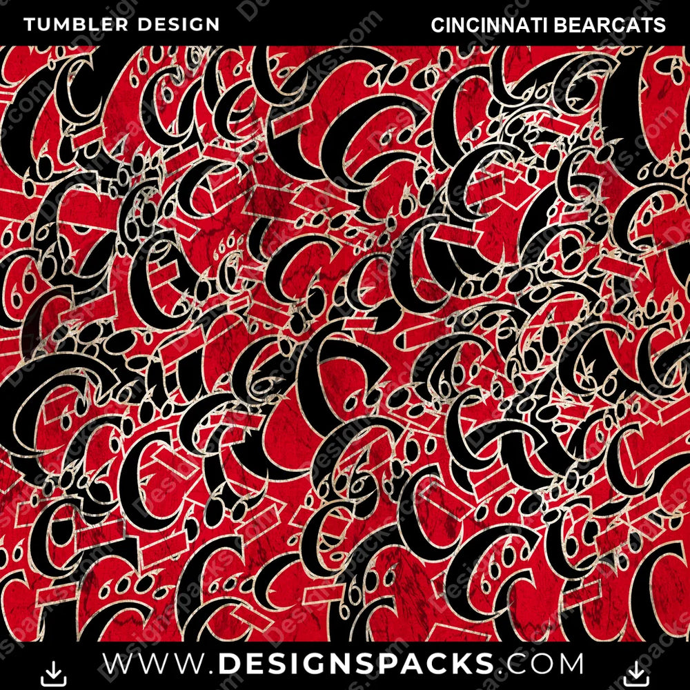 College Sport Logo BG Cincinnati Bearcats NCAA College Sport Tumbler Digital Wrap Design Download