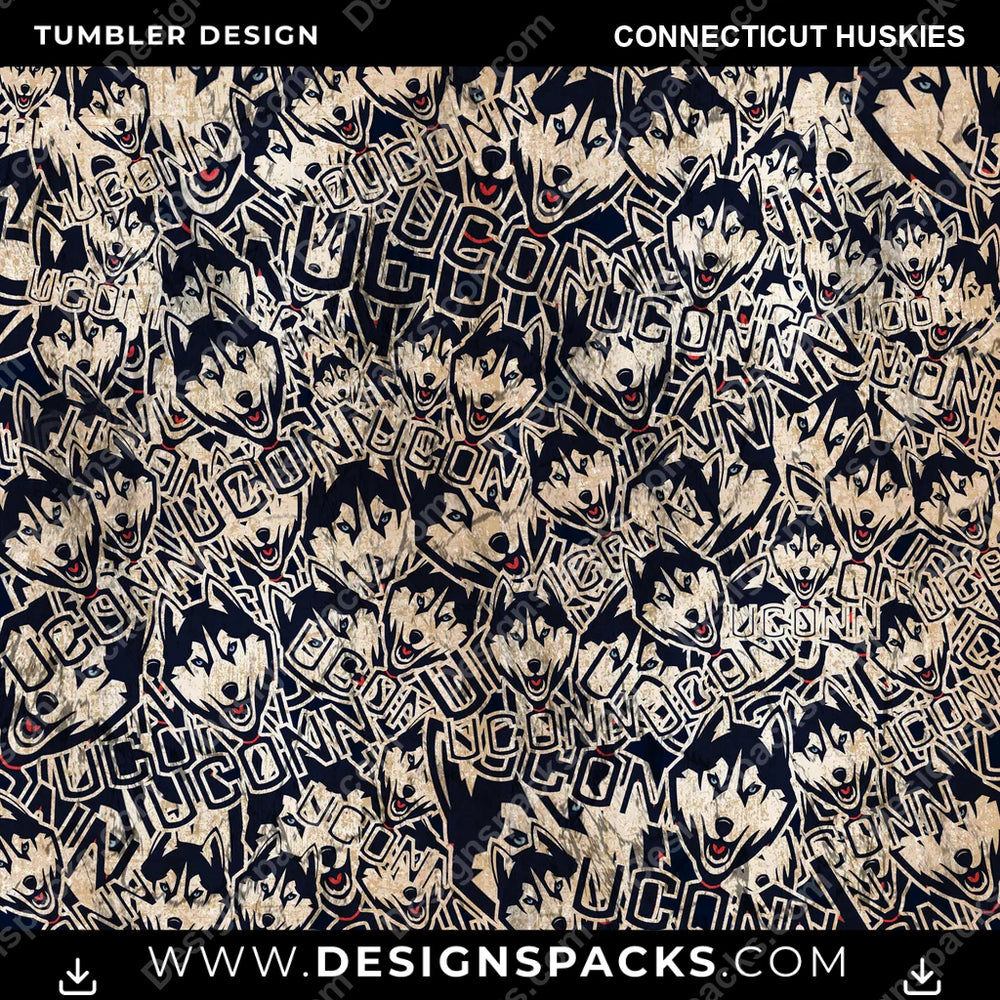 College Sport Logo BG Connecticut Huskies NCAA College Sport Tumbler Digital Wrap Design Download