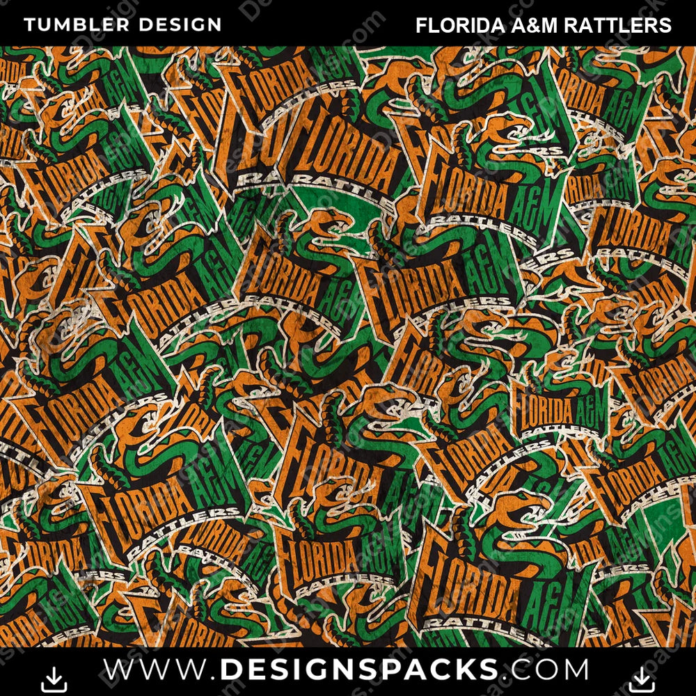 College Sport Logo BG Florida A&M Rattlers NCAA College Sport Tumbler Digital Wrap Design Download