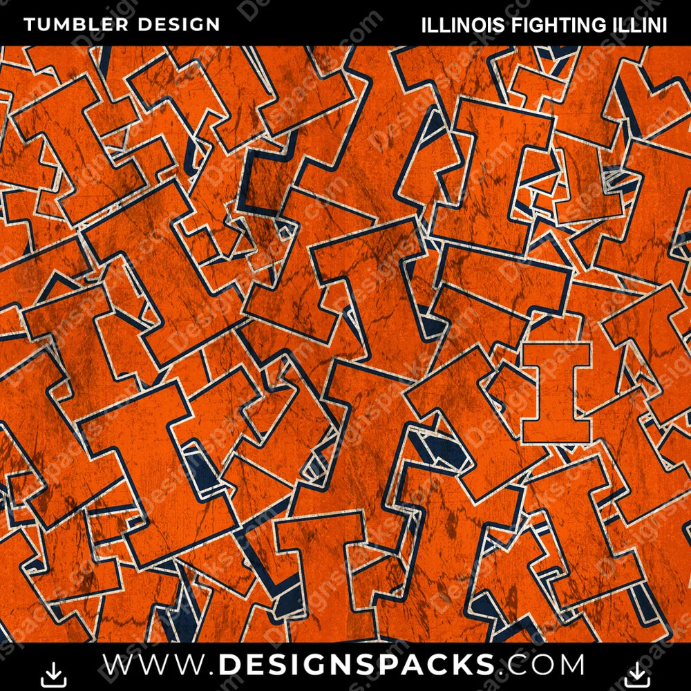 College Sport Logo BG Illinois Fighting Illini NCAA College Sport Tumbler Digital Wrap Design Download