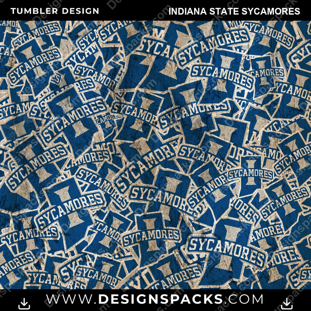 College Sport Logo BG Indiana State Sycamores NCAA College Sport Tumbler Digital Wrap Design Download