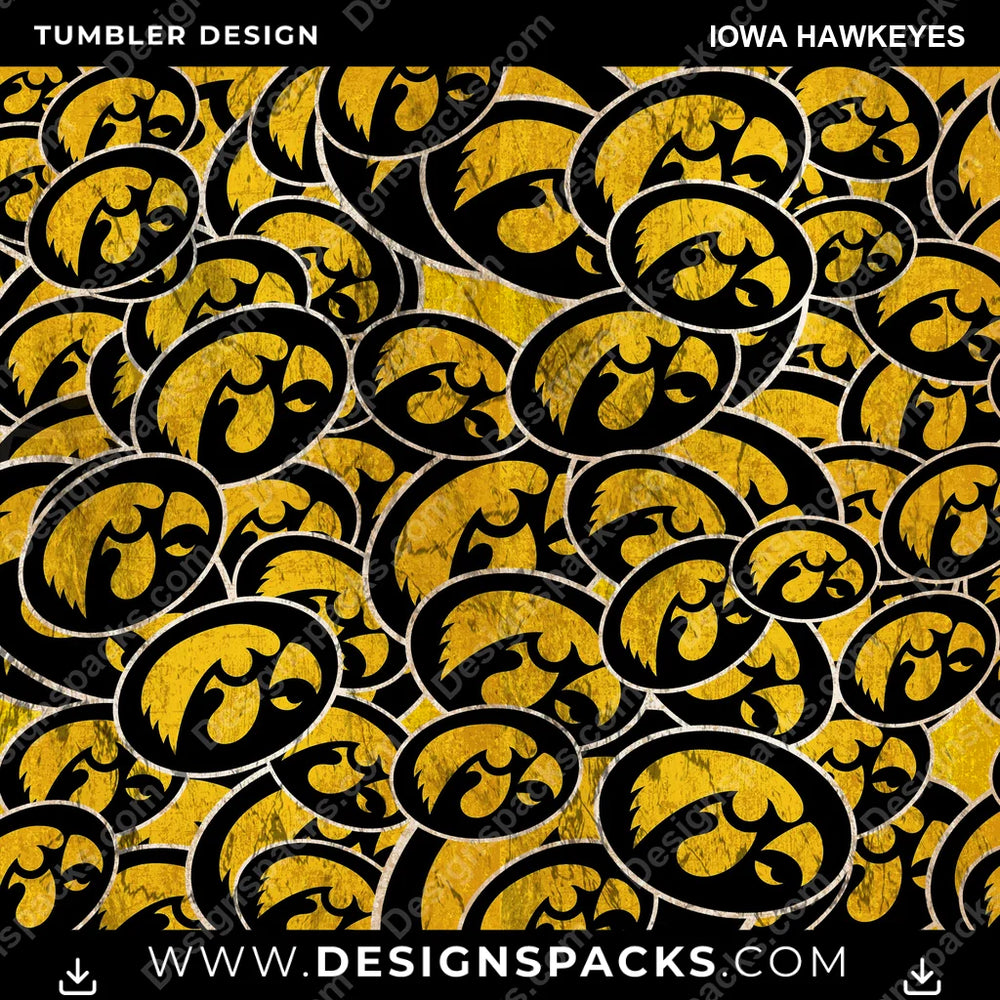 College Sport Logo BG Iowa Hawkeyes NCAA College Sport Tumbler Digital Wrap Design Download