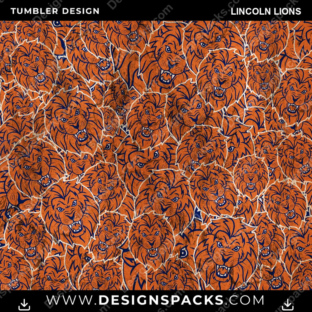 College Sport Logo BG Lincoln Lions NCAA College Sport Tumbler Digital Wrap Design Download