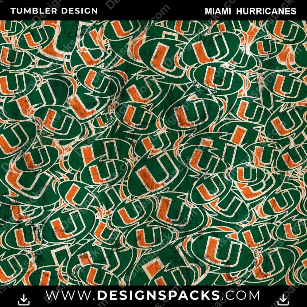 College Sport Logo BG Miami Hurricanes NCAA College Sport Tumbler Digital Wrap Design Download