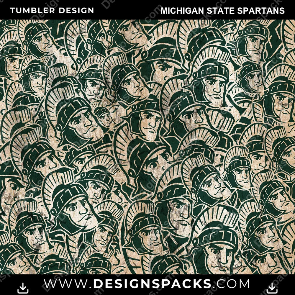 College Sport Logo BG Michigan State Spartans NCAA College Sport Tumbler Digital Wrap Design Download