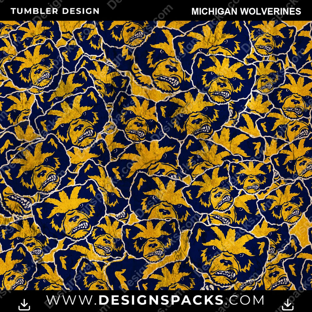 College Sport Logo BG Michigan Wolverines NCAA College Sport Tumbler Digital Wrap Design Download