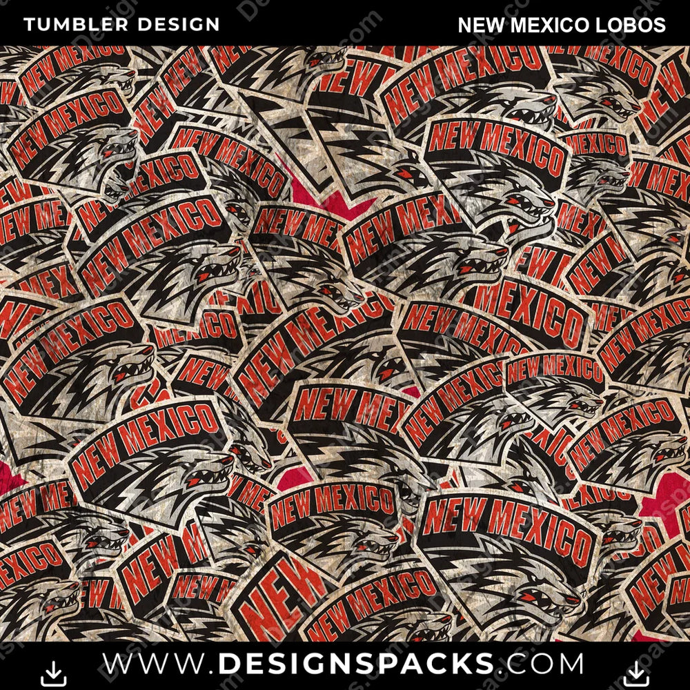 College Sport Logo BG New Mexico Lobos NCAA College Sport Tumbler Digital Wrap Design Download