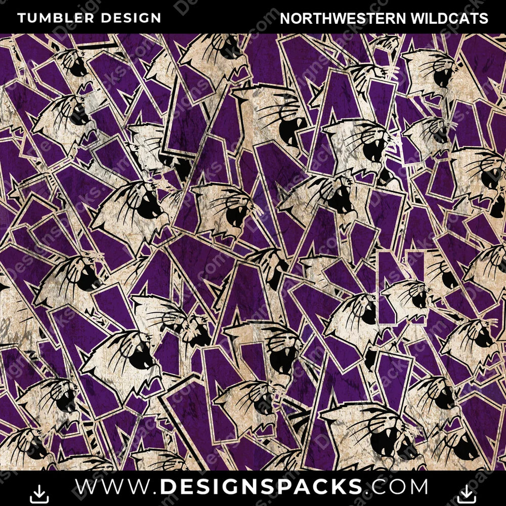 College Sport Logo BG Northwestern Wildcats NCAA College Sport Tumbler Digital Wrap Design Download