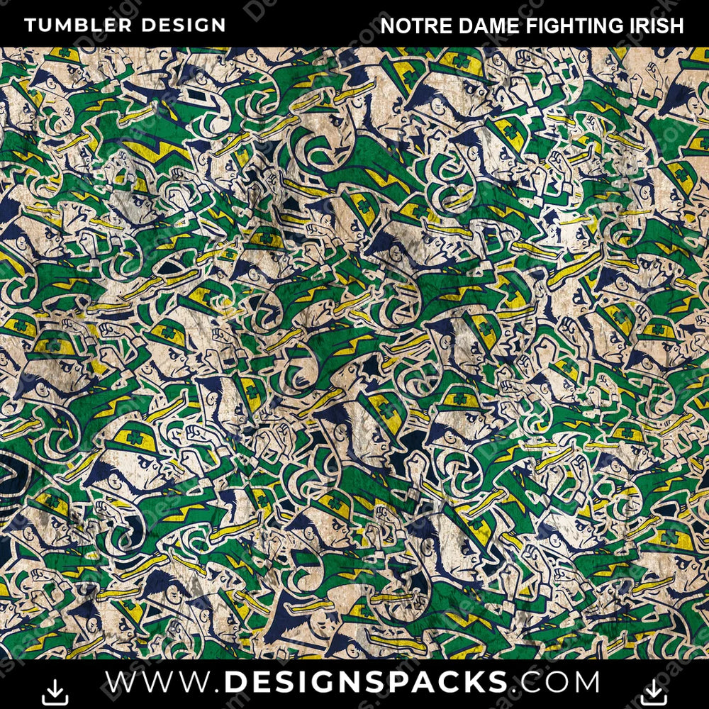 College Sport Logo BG Notre Dame Fighting Irish NCAA College Sport Tumbler Digital Wrap Design Download