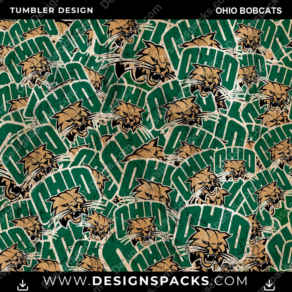 College Sport Logo BG Ohio Bobcats NCAA College Sport Tumbler Digital Wrap Design Download