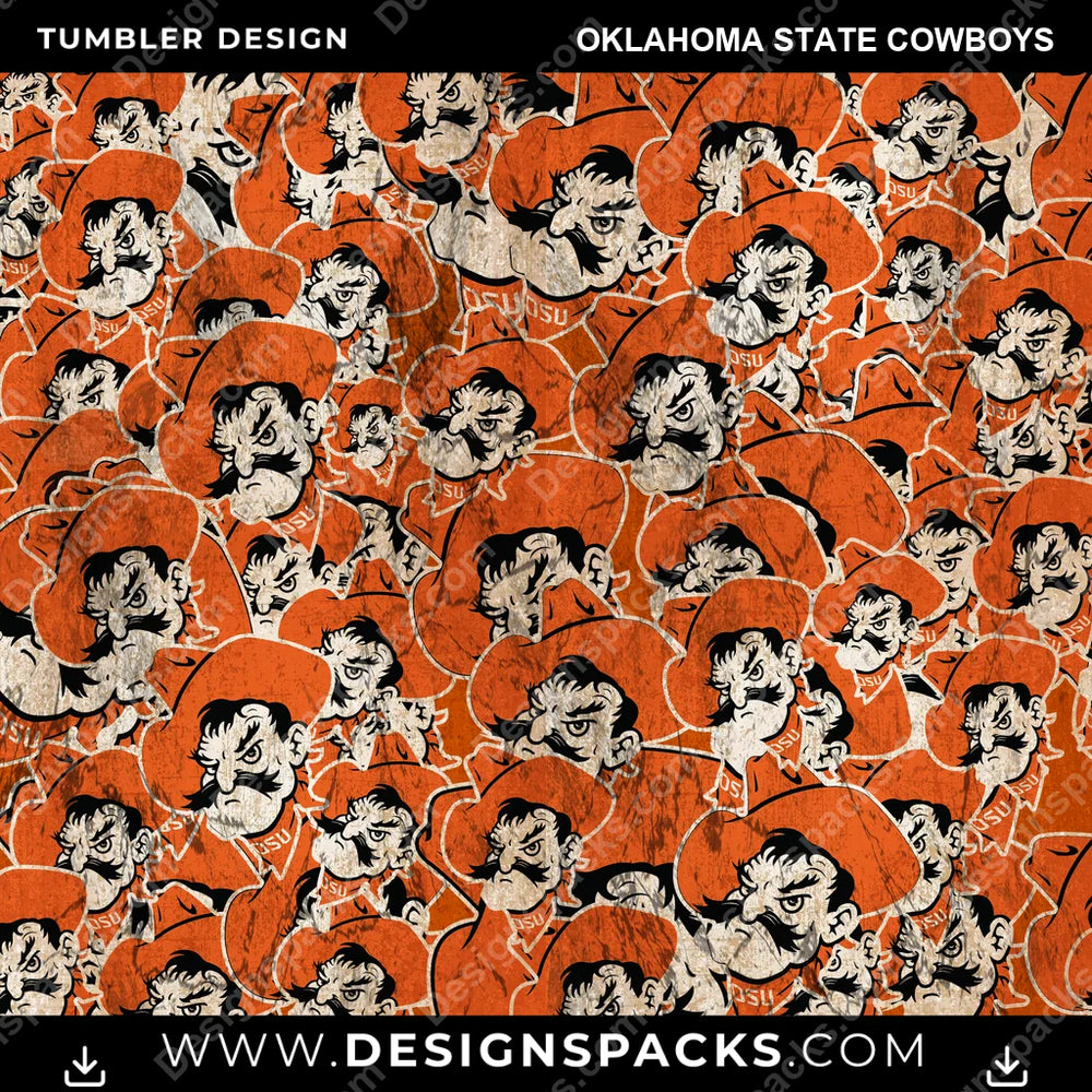 College Sport Logo BG Oklahoma State Cowboys NCAA College Sport Tumbler Digital Wrap Design Download