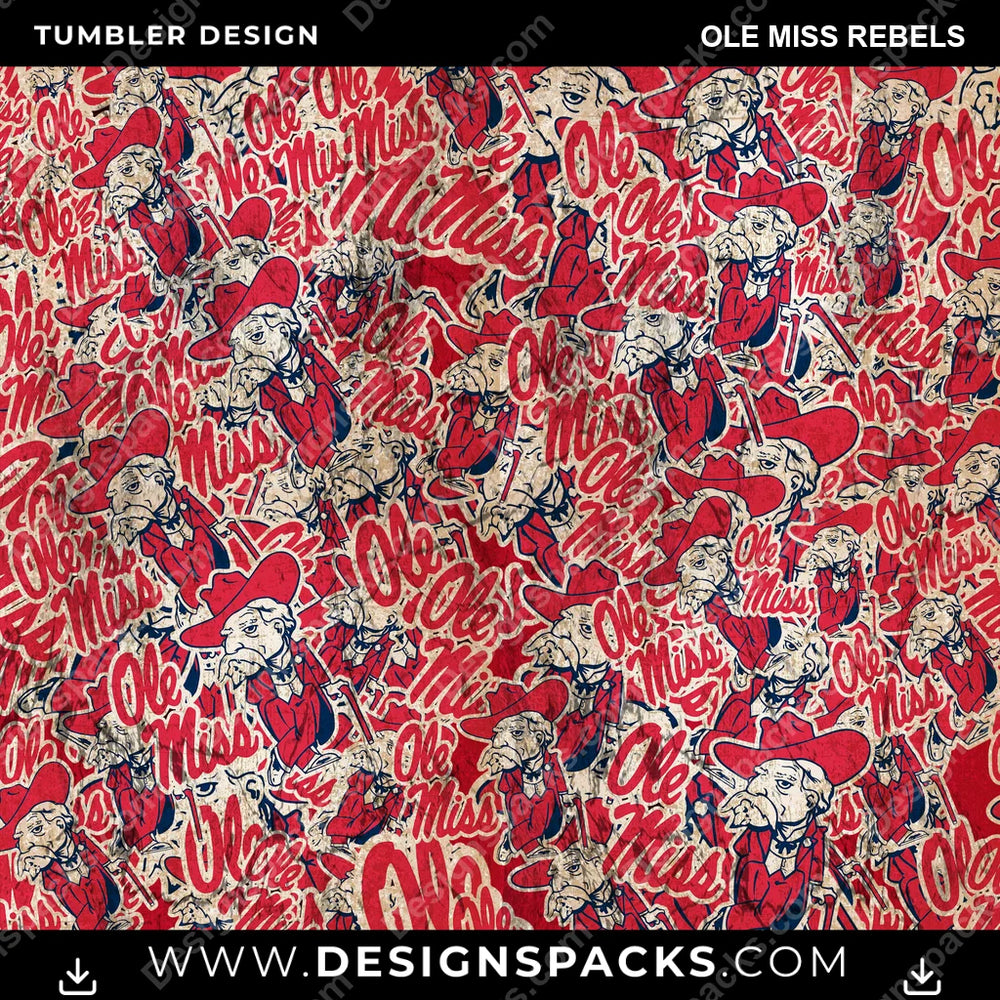 College Sport Logo BG Ole Miss Rebels NCAA College Sport Tumbler Digital Wrap Design Download