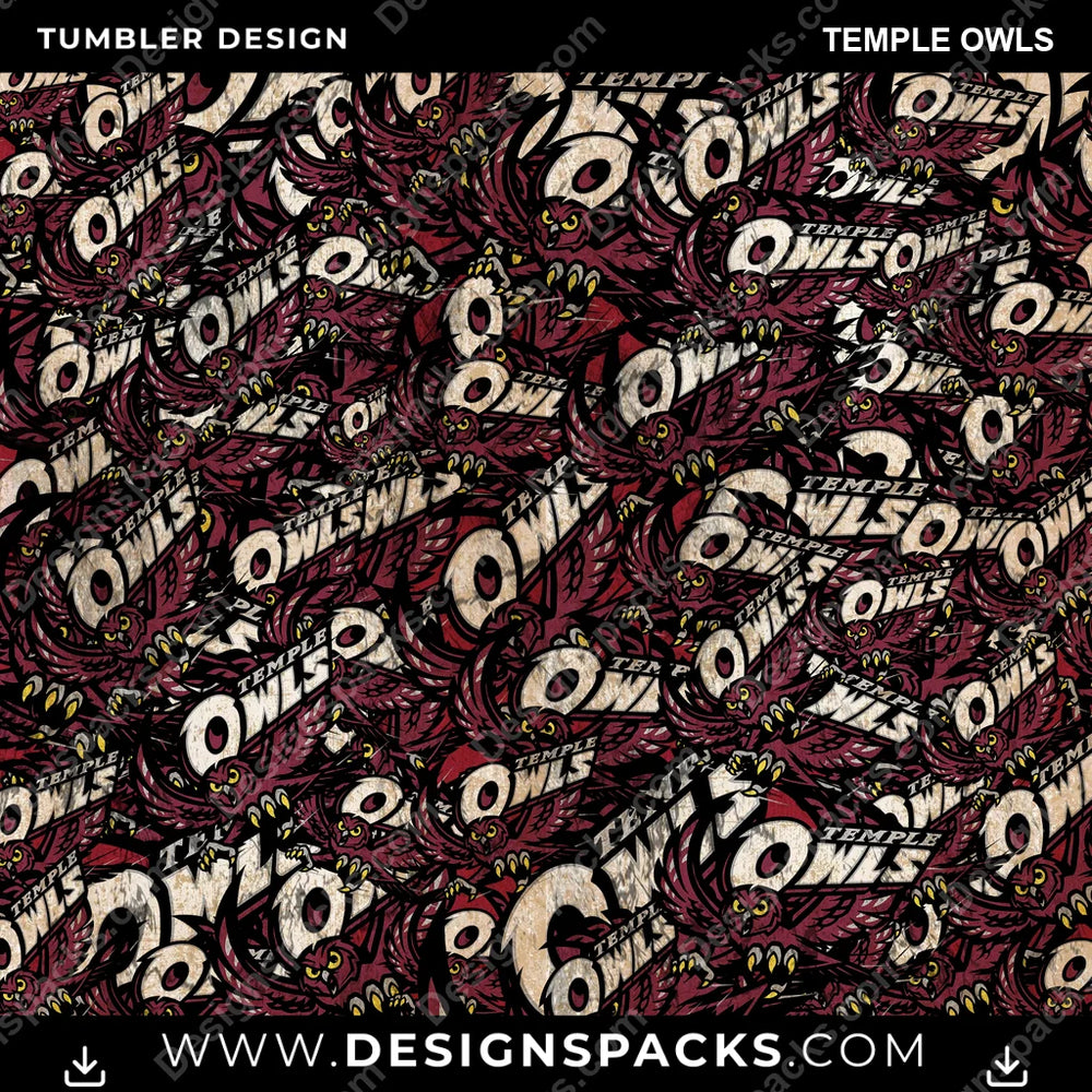 College Sport Logo BG Temple Owls NCAA College Sport Tumbler Digital Wrap Design Download