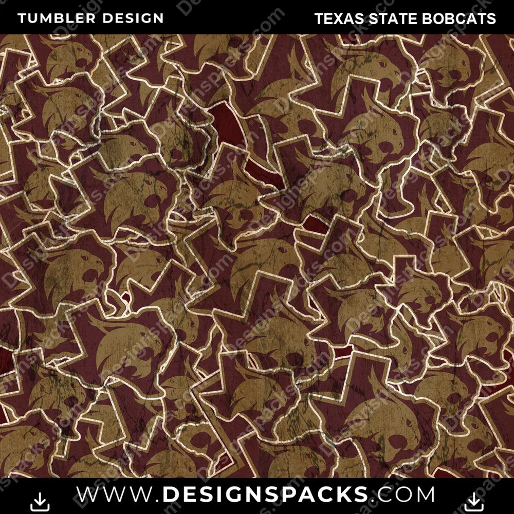 College Sport Logo BG Texas State Bobcats NCAA College Sport Tumbler Digital Wrap Design Download