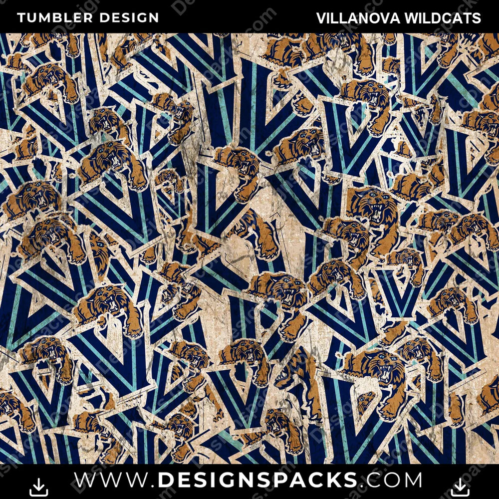 College Sport Logo BG Villanova Wildcats NCAA College Sport Tumbler Digital Wrap Design Download