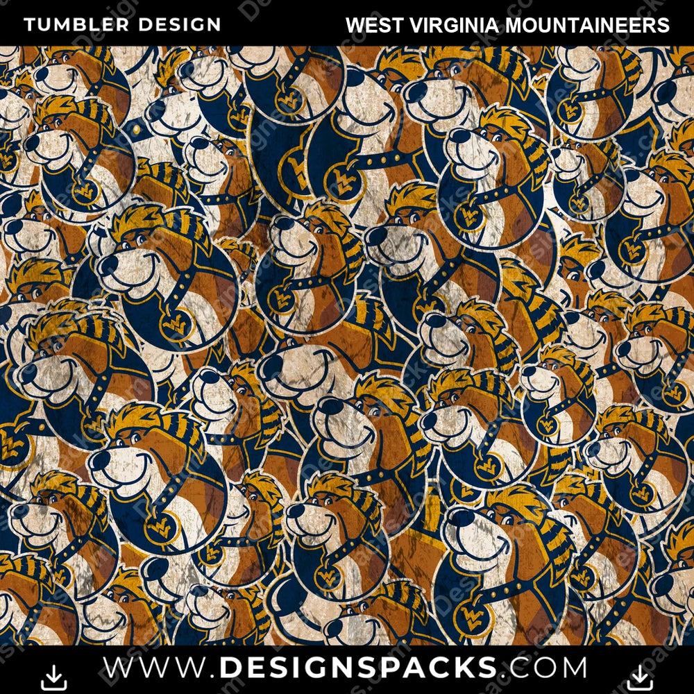 College Sport Logo BG West Virginia Mountaineers NCAA College Sport Tumbler Digital Wrap Design Download