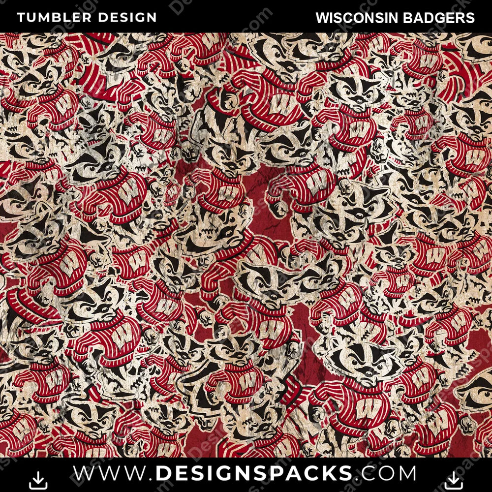 College Sport Logo BG Wisconsin Badgers NCAA College Sport Tumbler Digital Wrap Design Download