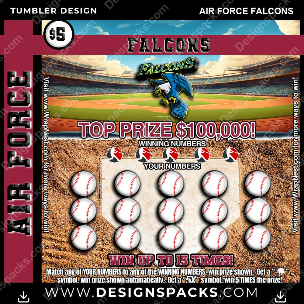 College Sport Lottery Ticket (BASEBALL) Air Force Falcons NCAA College Sport Tumbler Digital Wrap Design Download