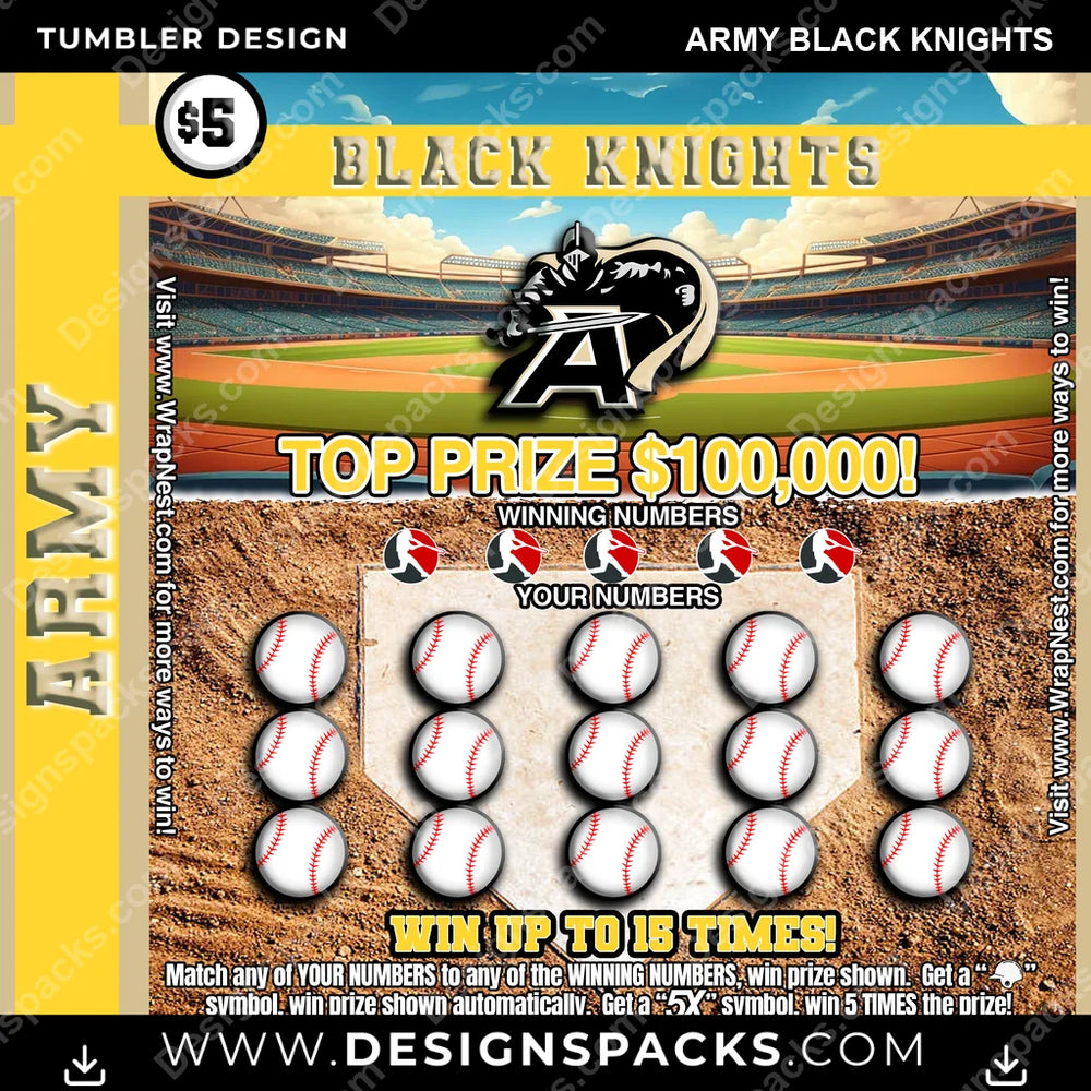 College Sport Lottery Ticket (BASEBALL) Army Black Knights NCAA College Sport Tumbler Digital Wrap Design Download