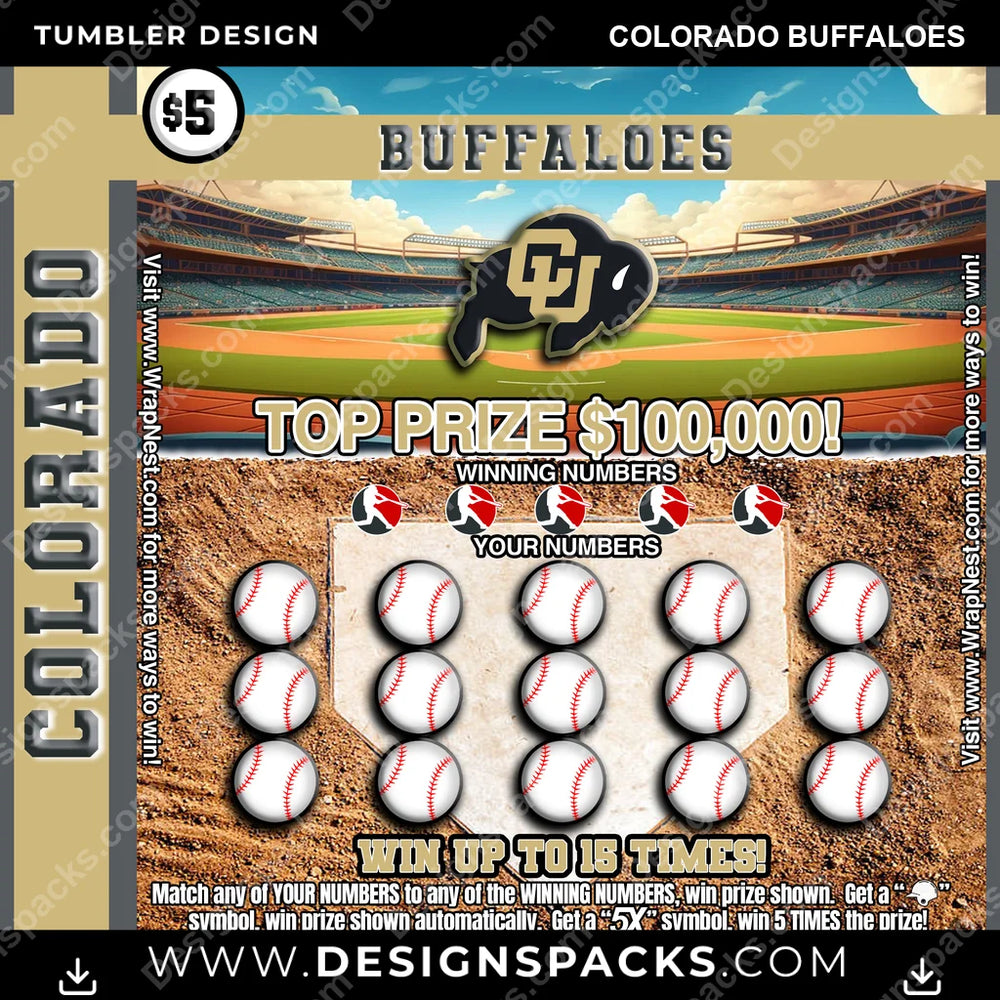 College Sport Lottery Ticket (BASEBALL) Colorado Buffaloes NCAA College Sport Tumbler Digital Wrap Design Download