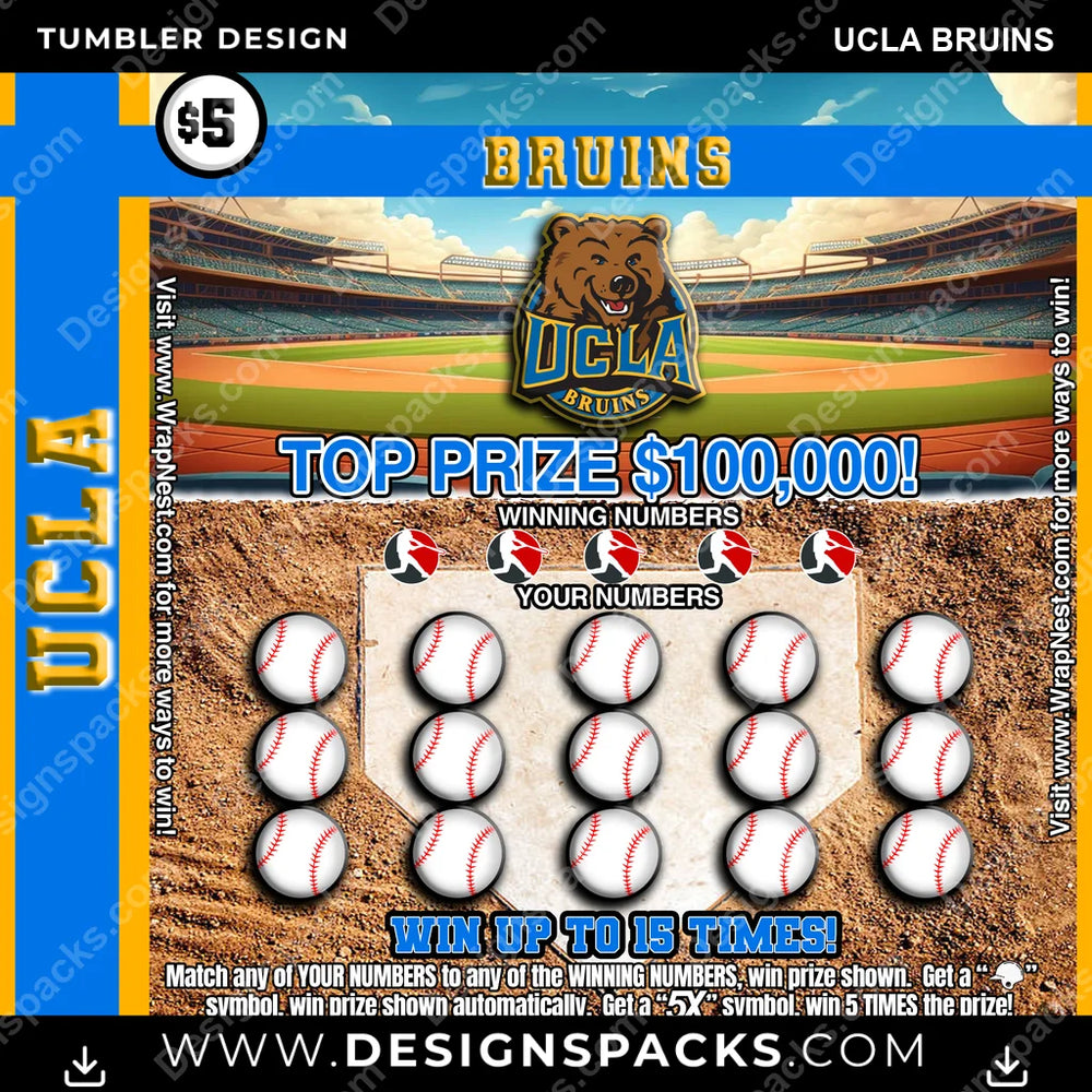 College Sport Lottery Ticket (BASEBALL) UCLA Bruins NCAA College Sport Tumbler Digital Wrap Design Download