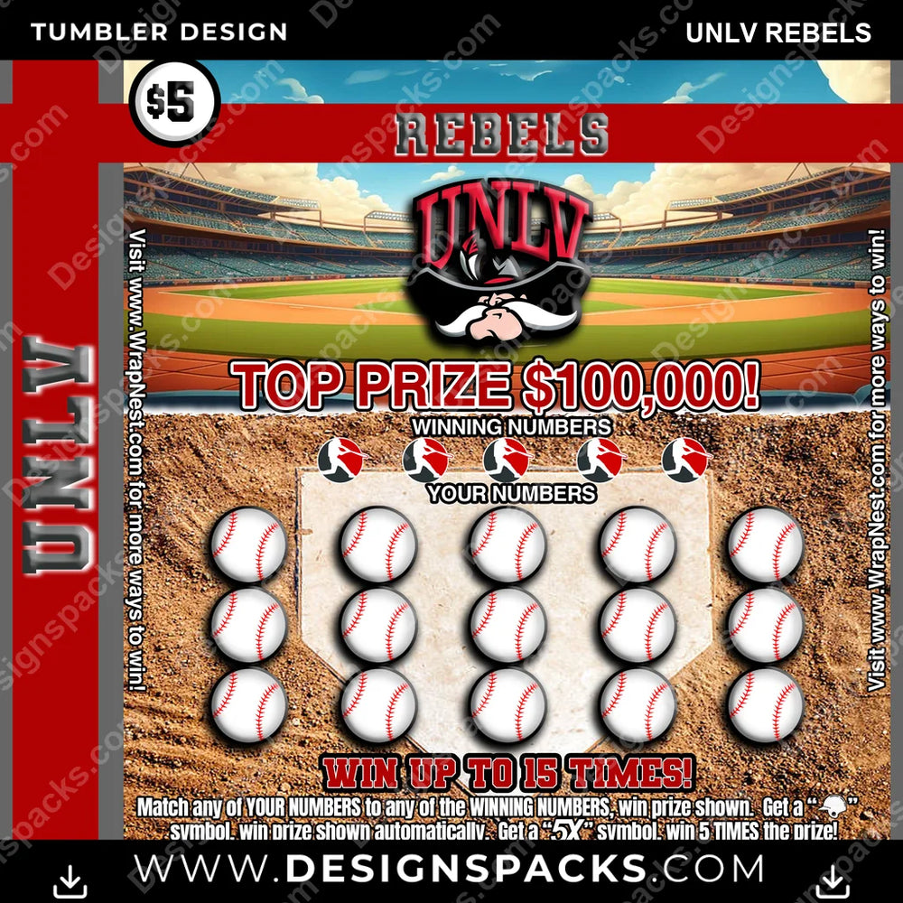 College Sport Lottery Ticket (BASEBALL) UNLV Rebels NCAA College Sport Tumbler Digital Wrap Design Download